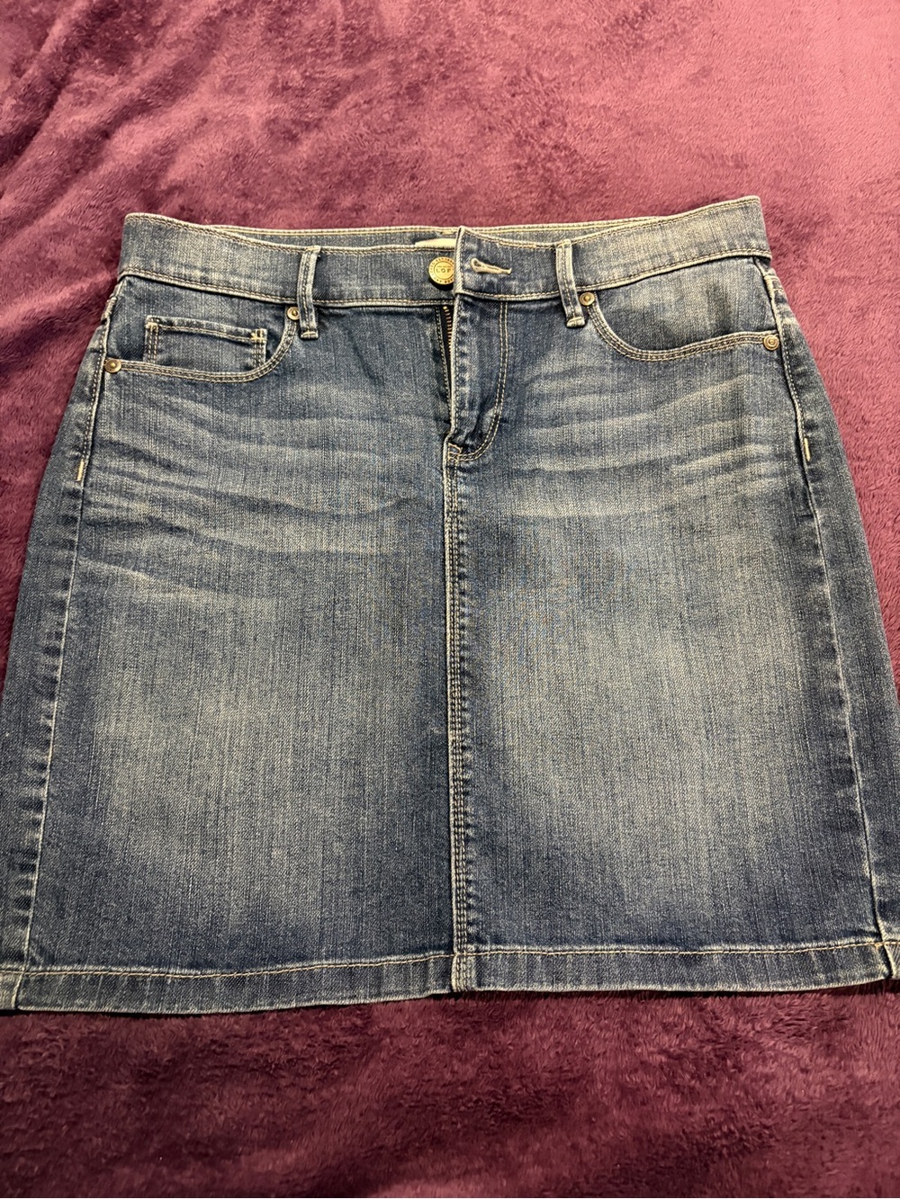 LOFT Outlet Medium Blue Denim Mini Skirt
